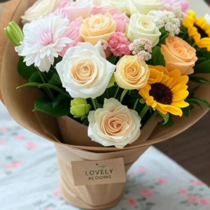 Közelről látható, elegáns és környezetbarát virágcsomagolás