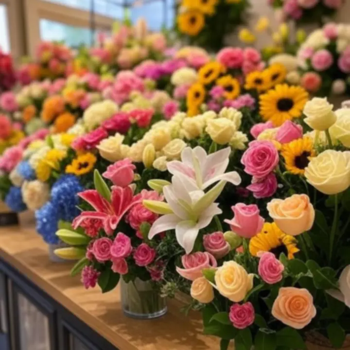 Loveely Blooms termékgaléria: különböző virágcsokrok elegáns, modern elrendezésben.